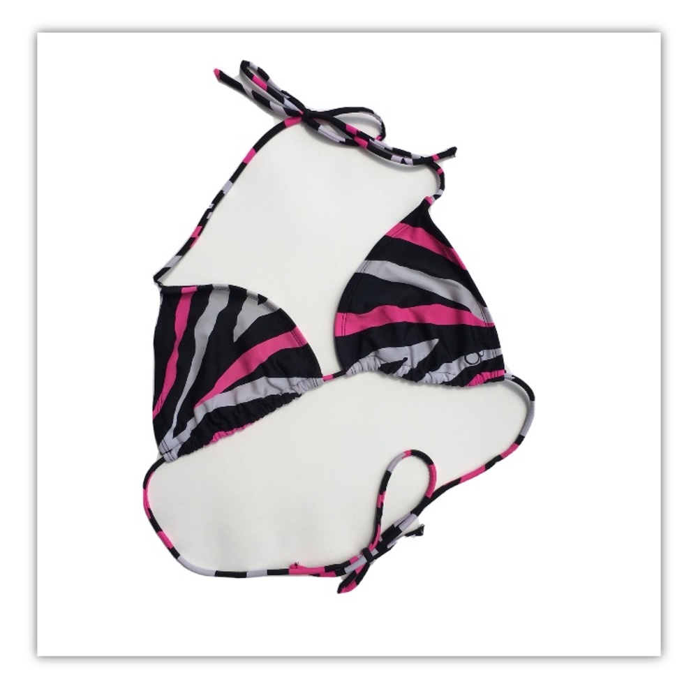 OP Zebra Stripe Triangle Bikini Top